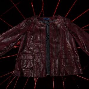 Burgundy Croc-Embossed Jacket